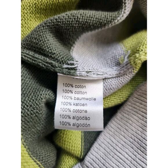 Lacoste Men's Crew Neck Gray & Green Striped 100% Cotton Sweater 46 - Picture 5 of 8